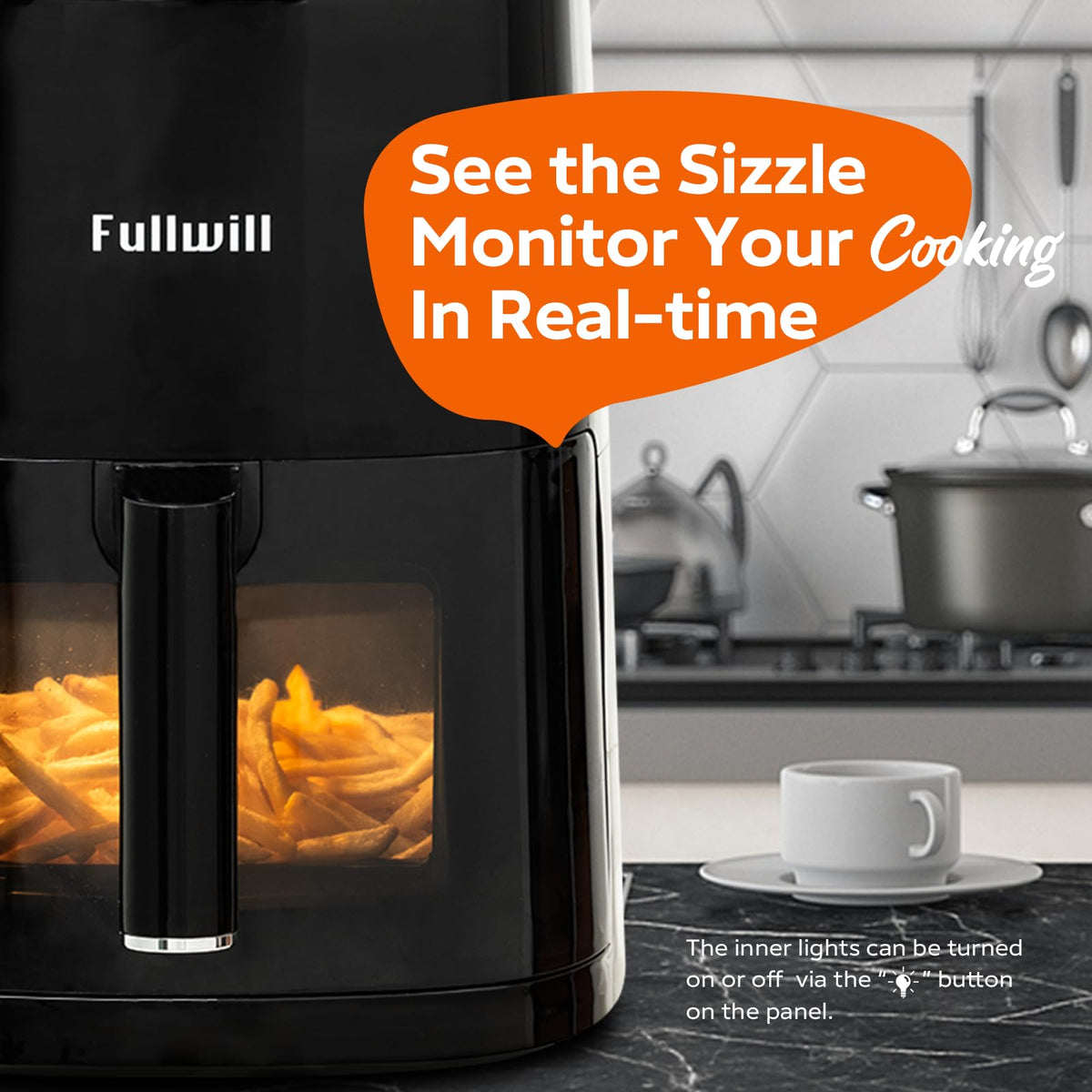 6QT Nonstick Air Fryer with Visible Window C40657