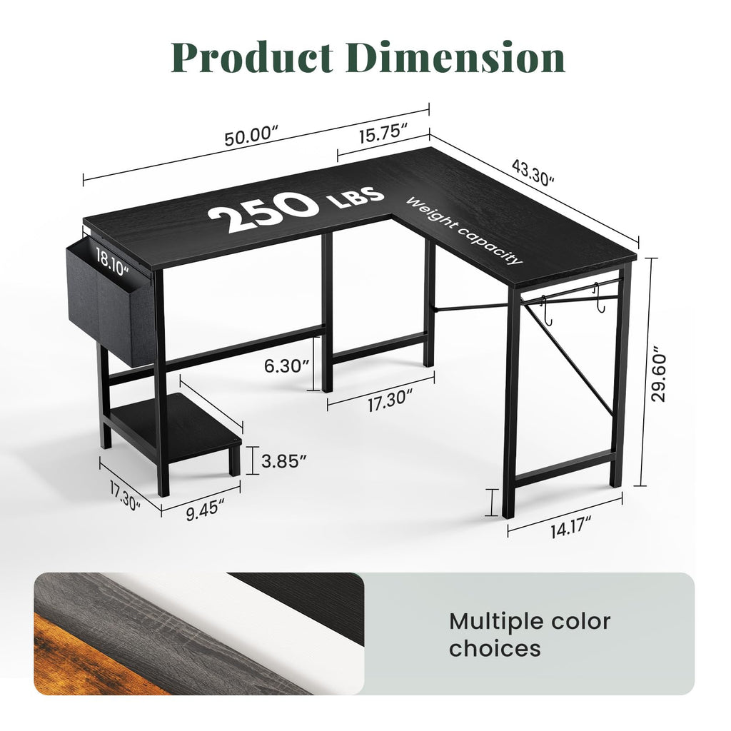 L Shaped Gaming Desk with PC Stand O609