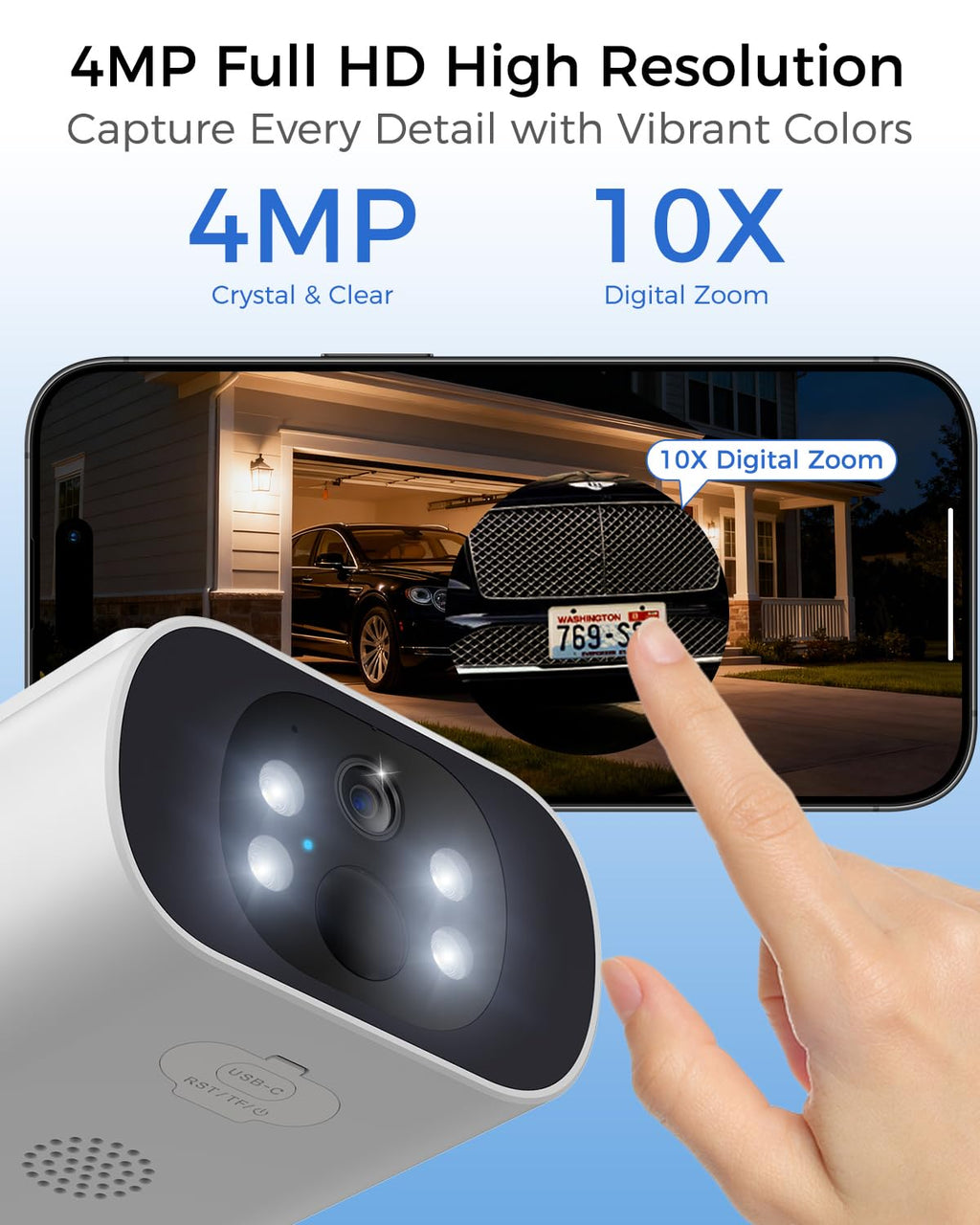 4MP Solar Security Cameras Wireless Outdoor S160