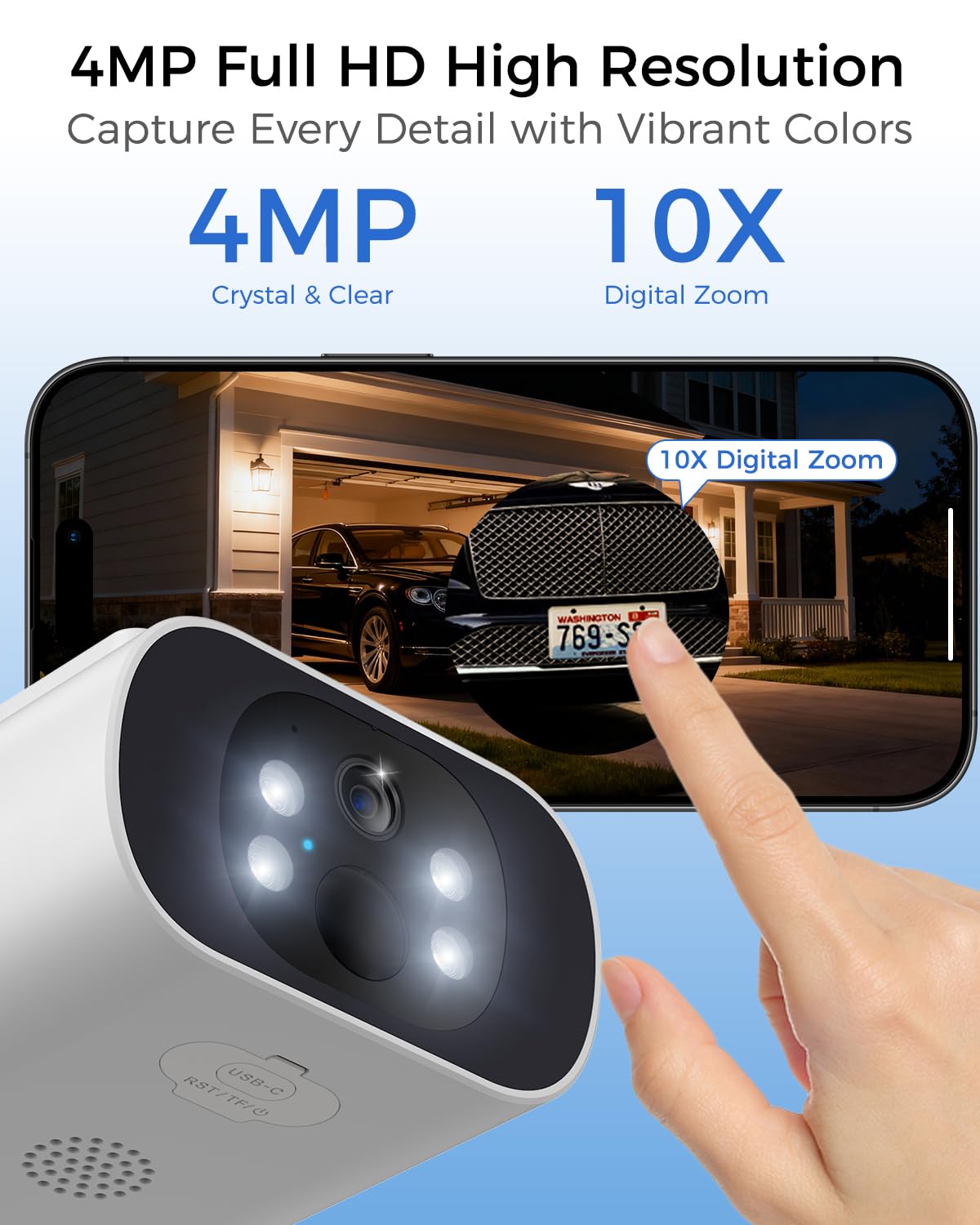 4MP Solar Security Cameras Wireless Outdoor S160