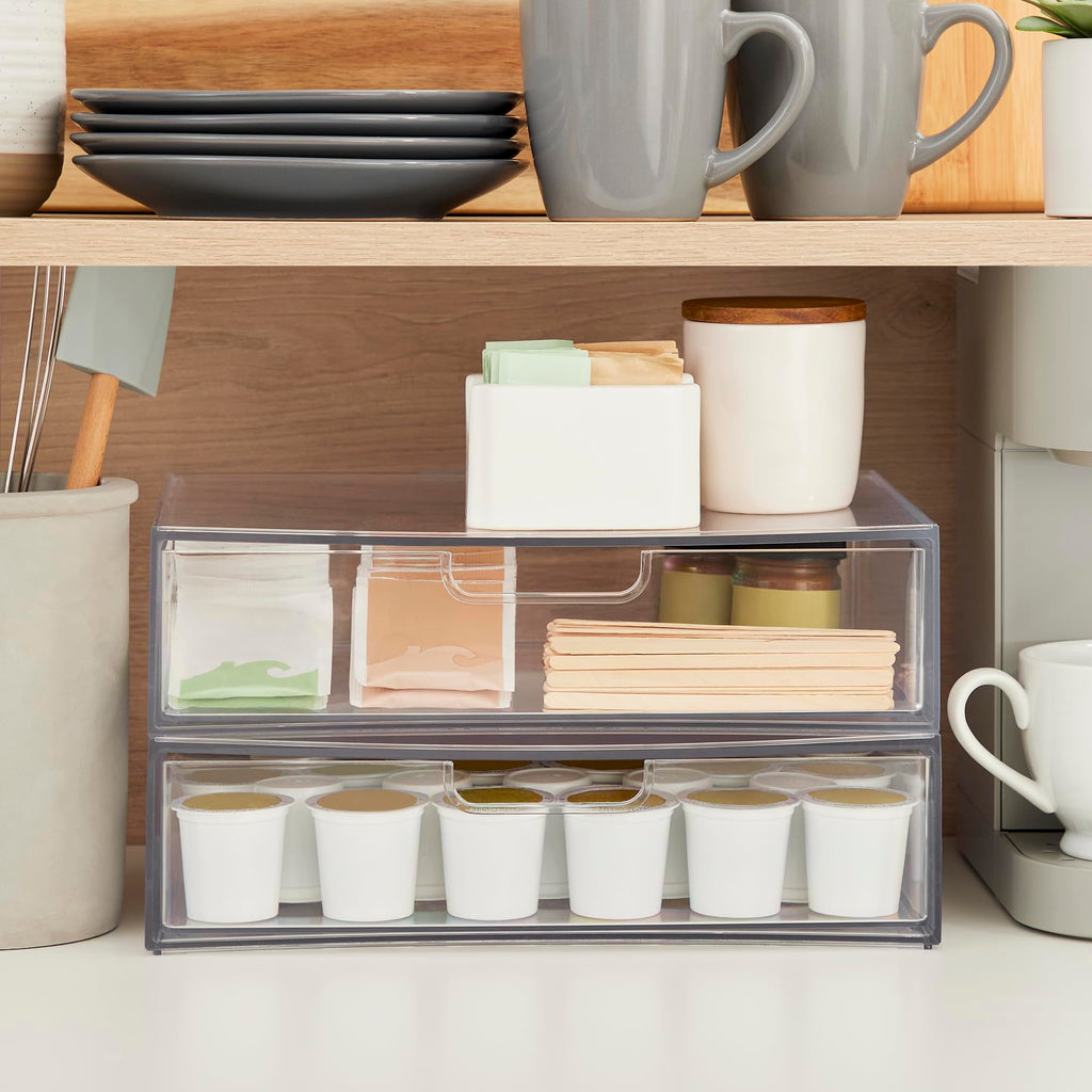 Clear Plastic Stackable Organizer Drawers Set of 2 N642503