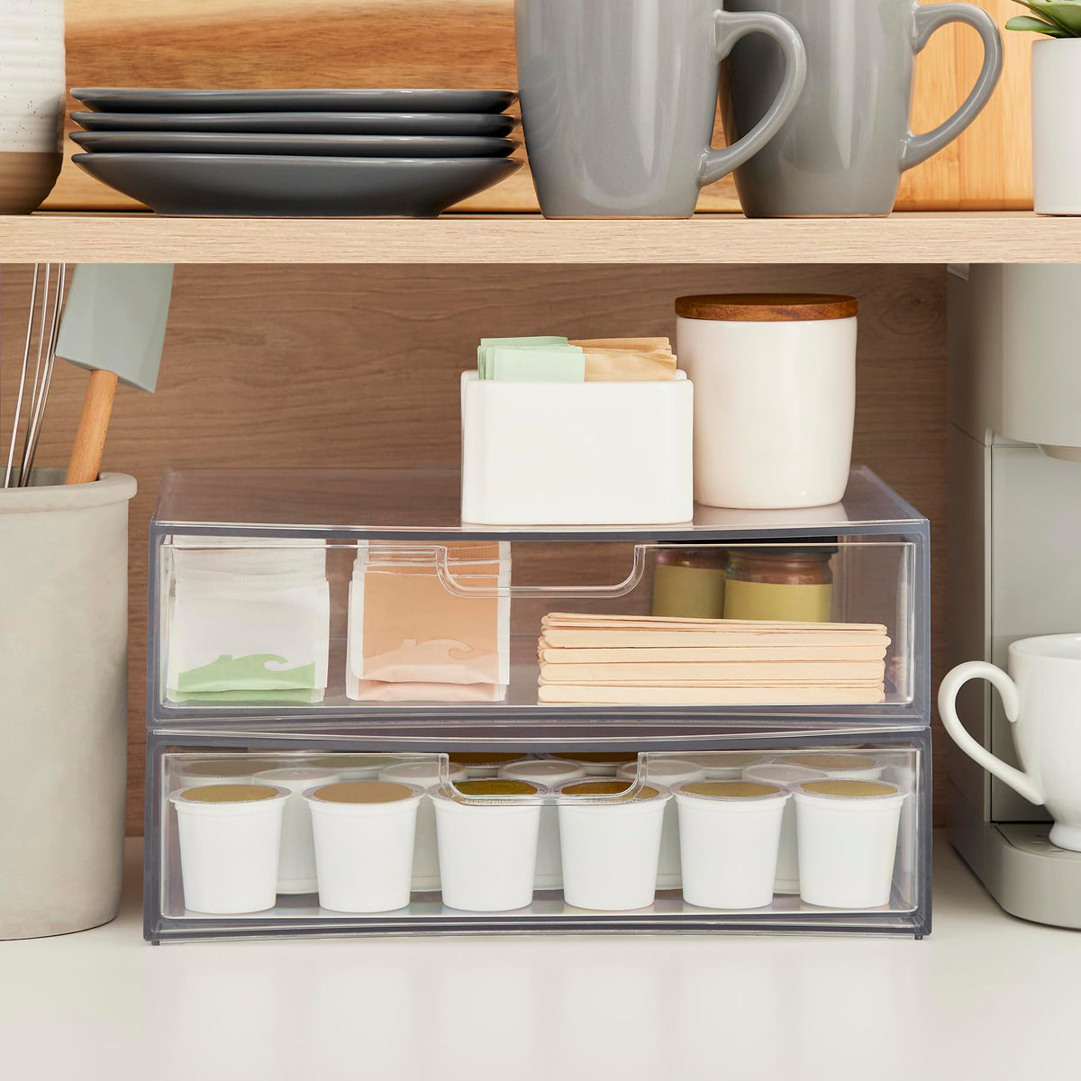 Clear Plastic Stackable Organizer Drawers Set of 2 N642503