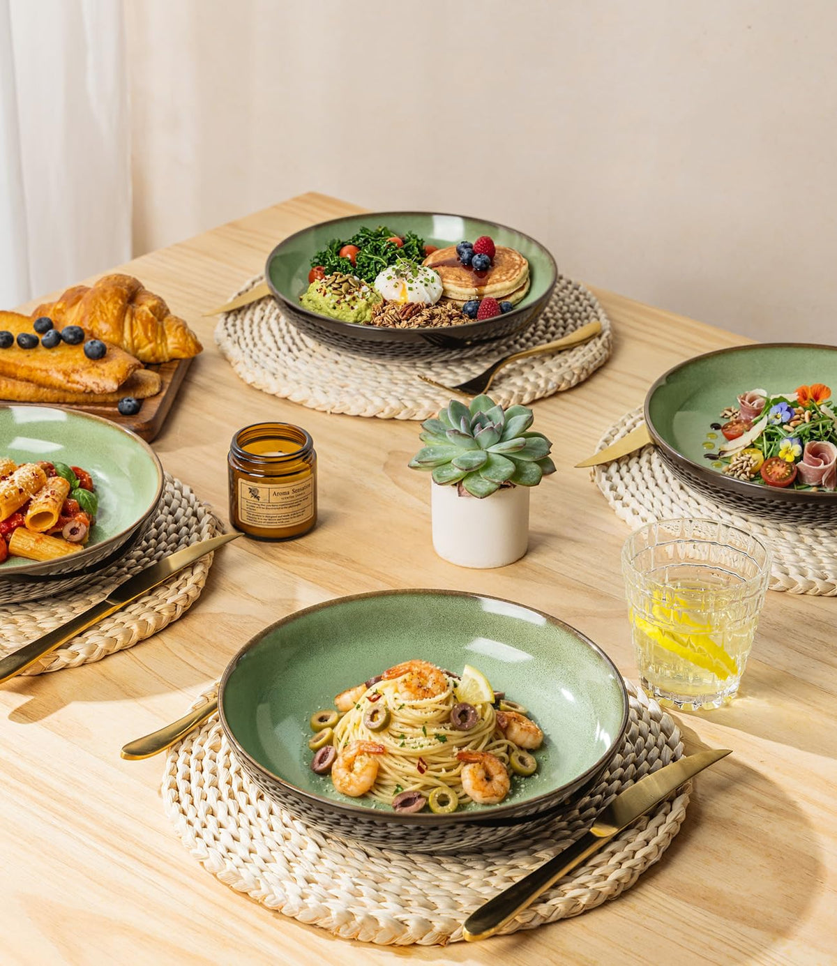 9.0" Ceramic Pasta Bowls Set of 4 T769646