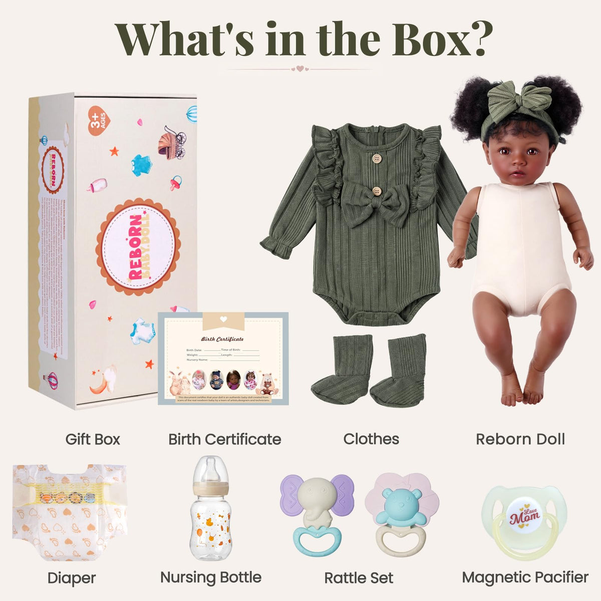 20 Inch Black Lifelike Baby Girl Doll R7831
