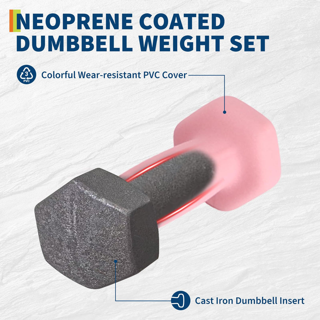 Neoprene Hex Dumbbell Set with Rack G1472