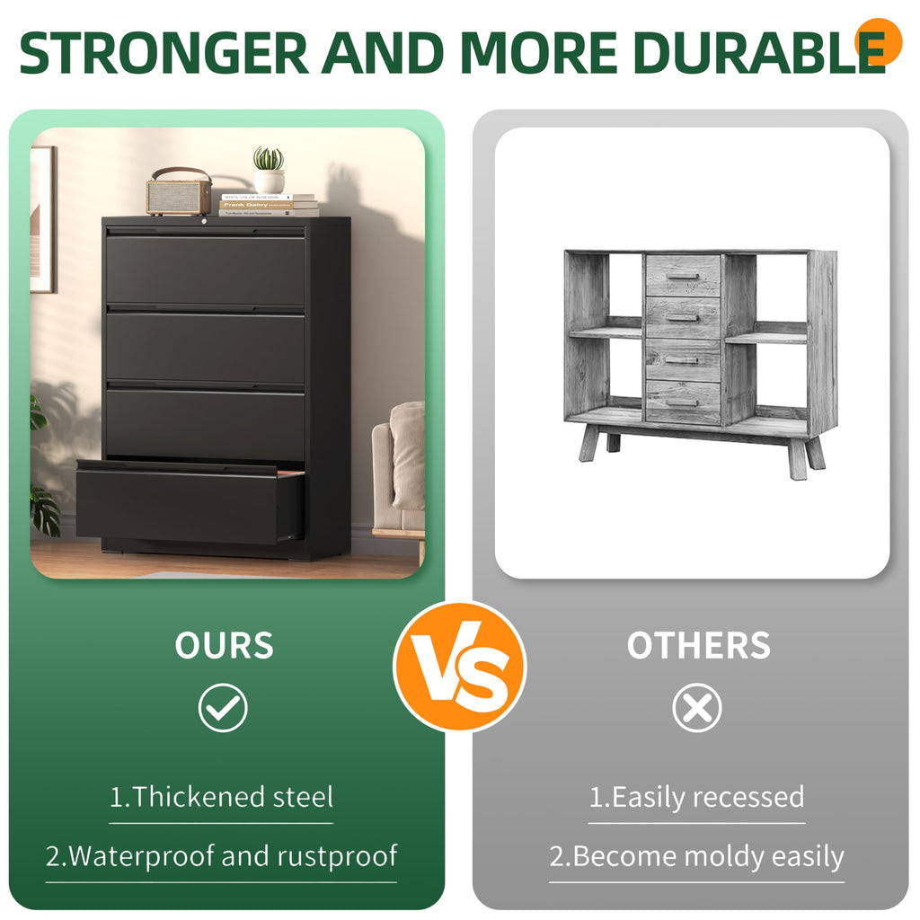 4 Drawer Metal File Cabinet with Lock D68587