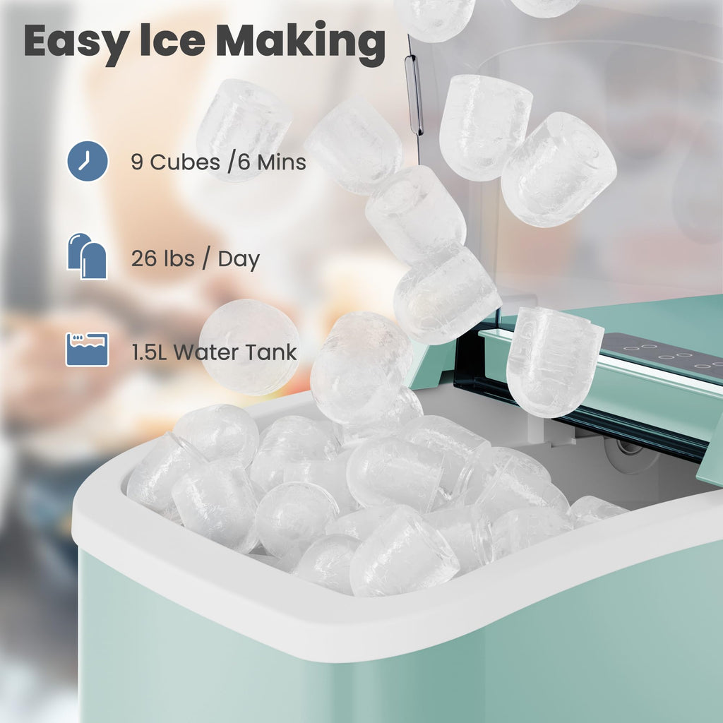 Green Portable Countertop Ice Maker I3950