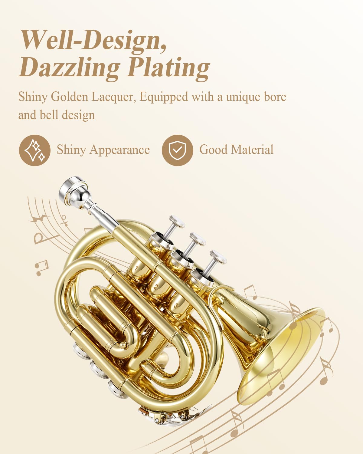 Bb Pocket Trumpet Brass Golden with Case R466197