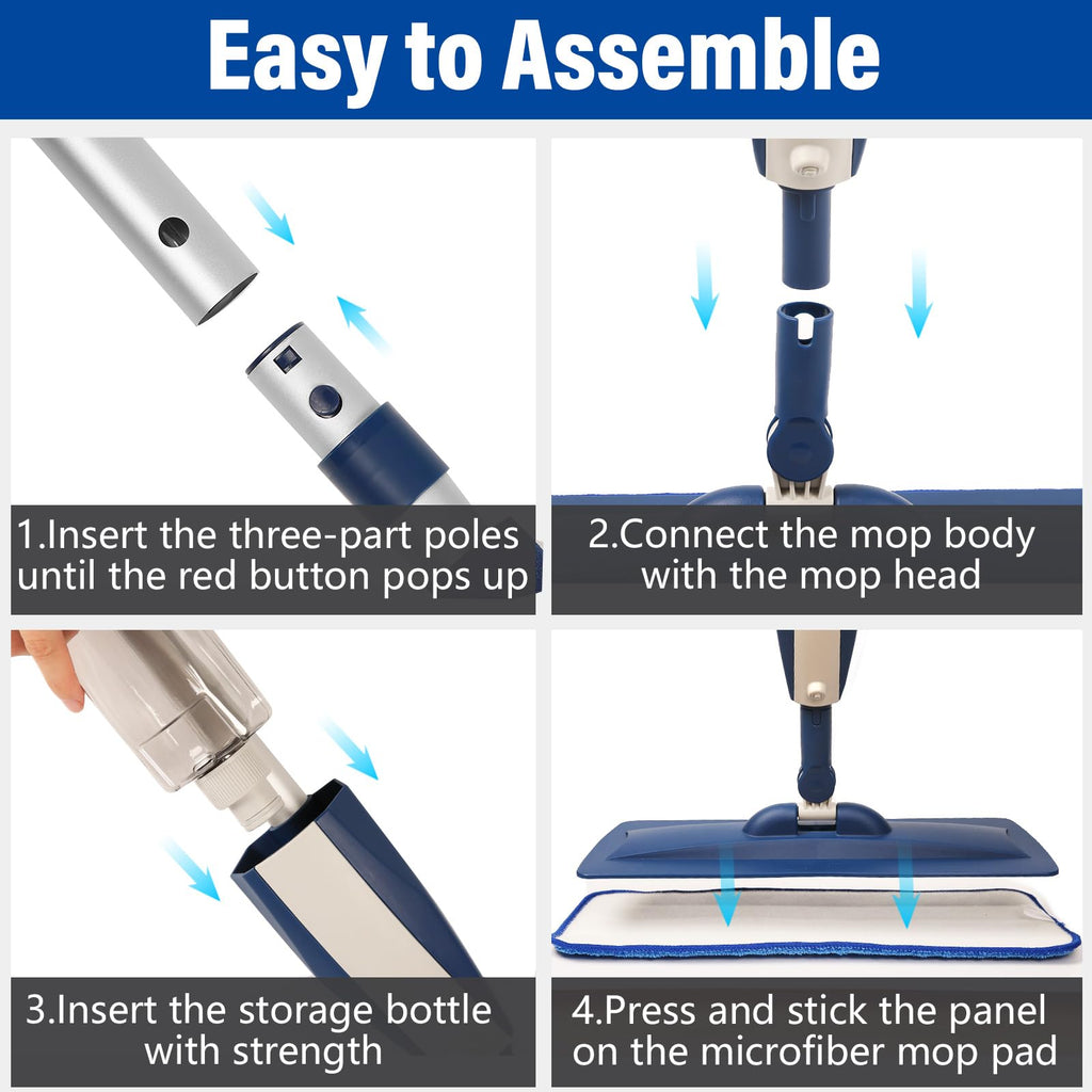 Wet Spray Mop with 14 oz Bottle & 3 Microfiber Pads W9271