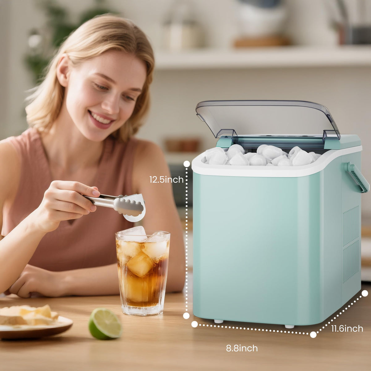 Green Portable Countertop Ice Maker I3950