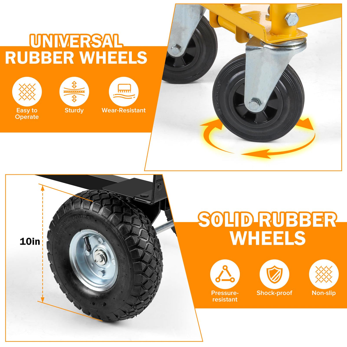 3 in 1 Convertible Hand Truck Dolly Cart with 10" Pneumatic Wheels, 1000LBS Capacity H891