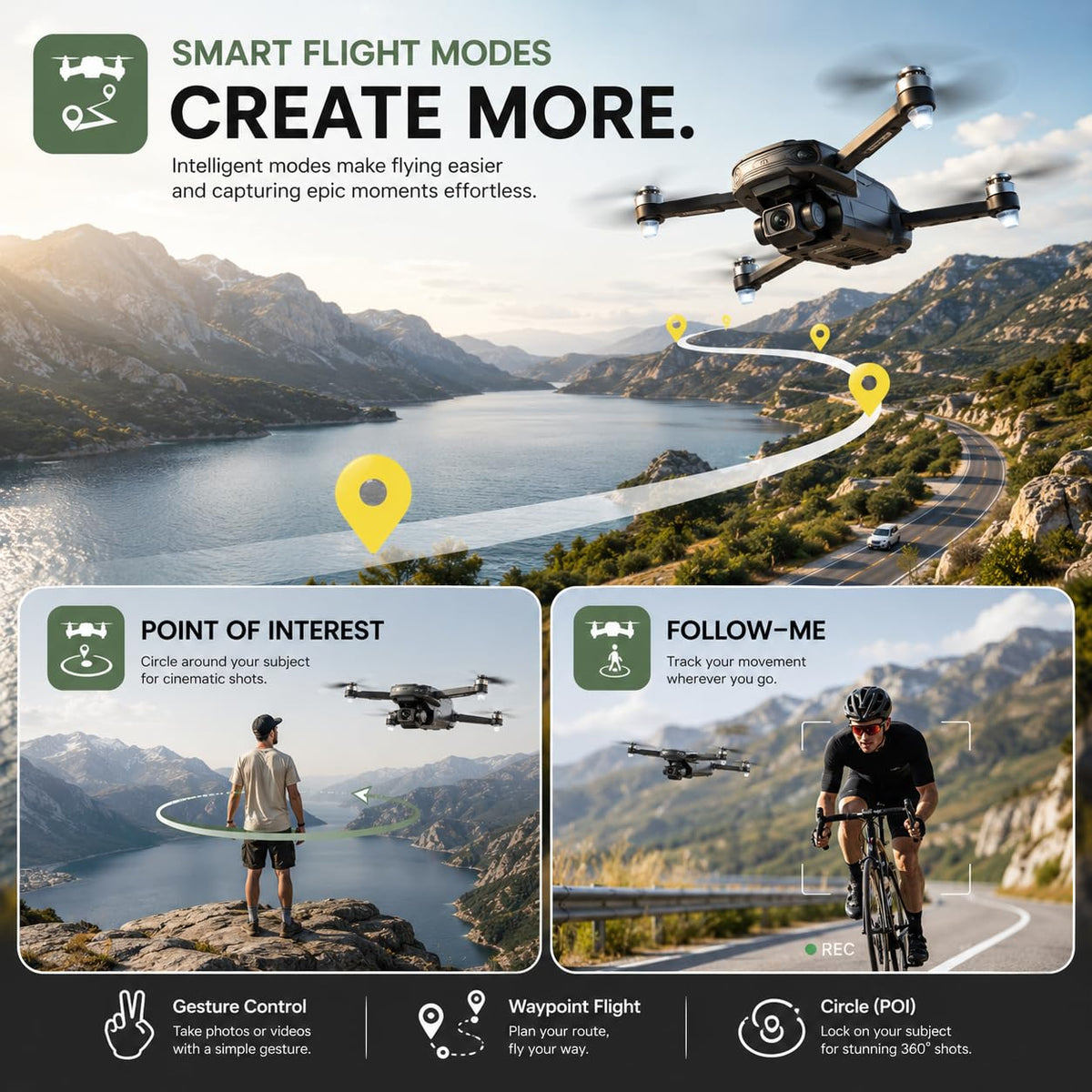 GPS Drone with 4K Camera, Under 249g Foldable RC Quadcopter N698101