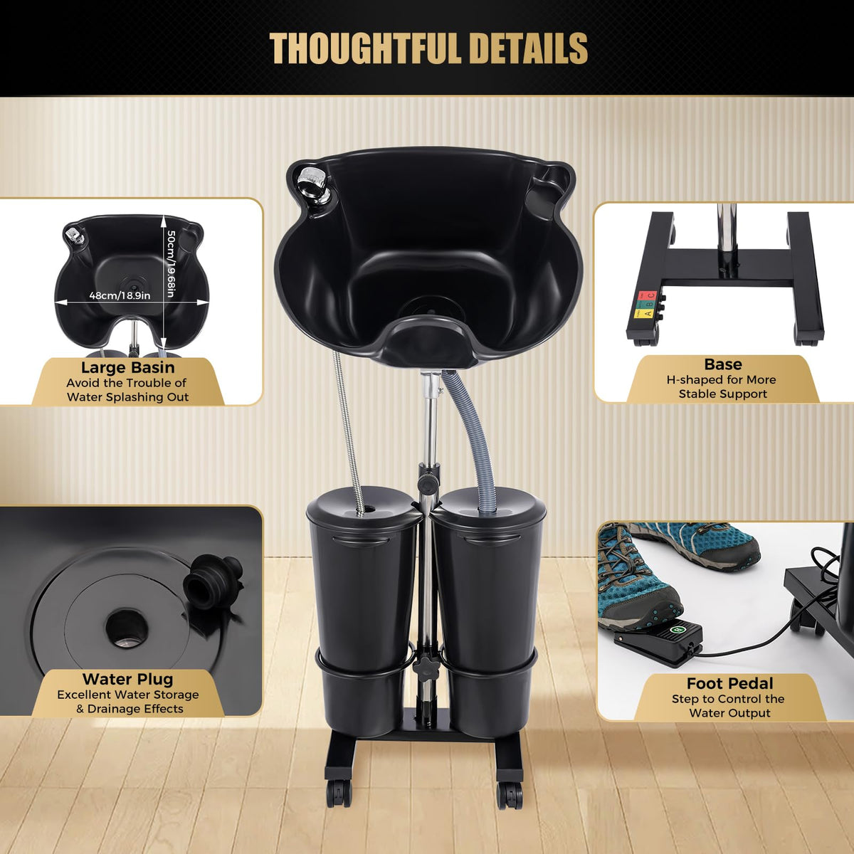 Portable Shampoo Bowl with Electric Pump X6818