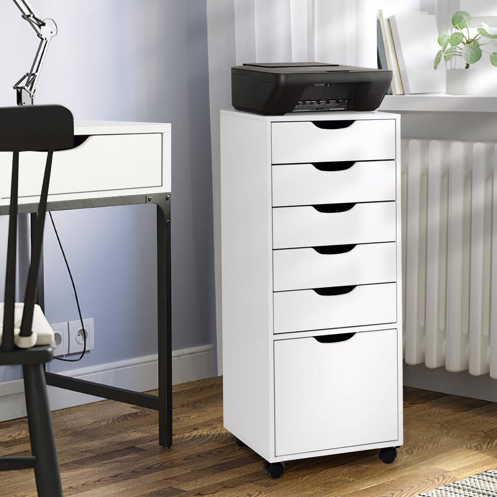White 5 Drawer Mobile File Cabinet C981662
