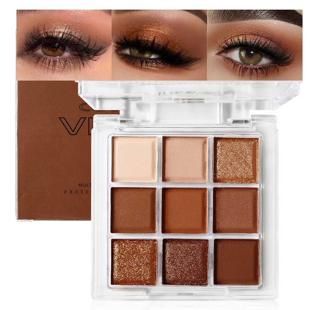 Golden Caramel 9 Warm Bronze & Nude Brown Eyeshadow Palette Matte & Metallic K629