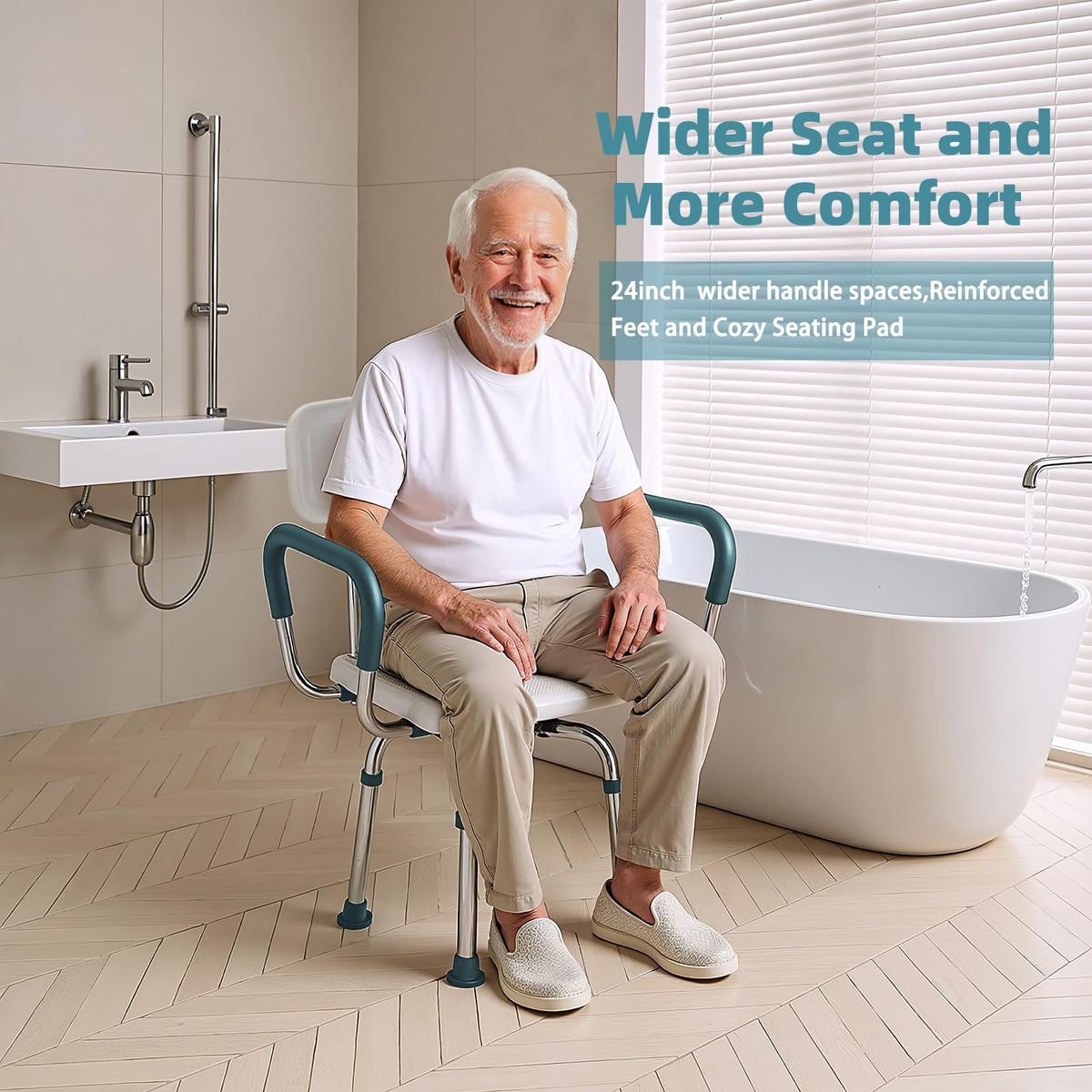 Heavy Duty Swivel Shower Chair with Arms and Back U397327