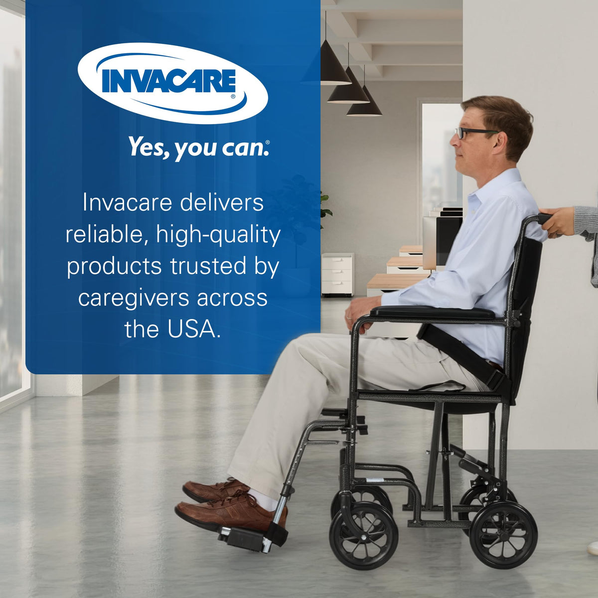 Compact Lightweight Steel Transport Wheelchair with 19in Seat E773