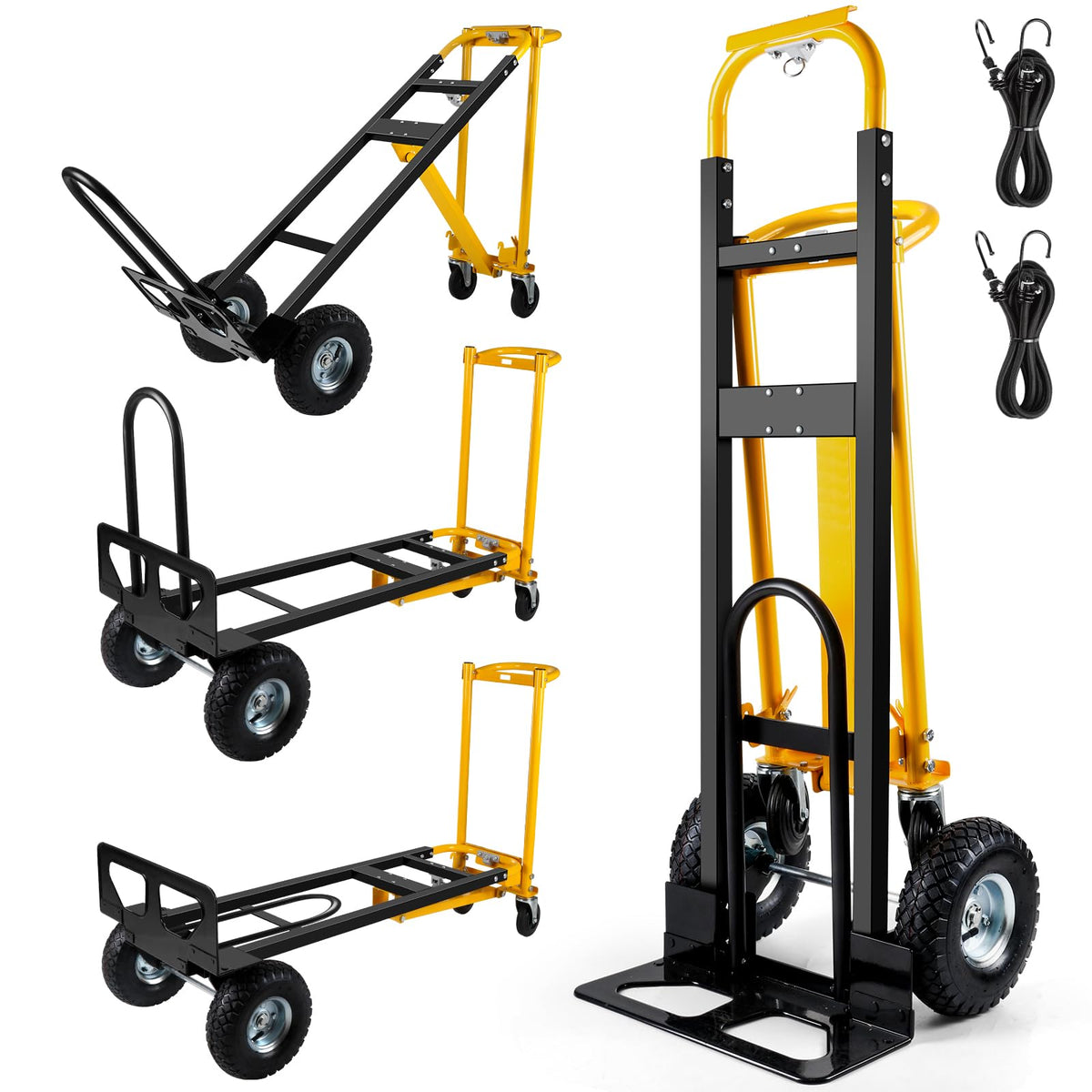 3 in 1 Convertible Hand Truck Dolly Cart with 10" Pneumatic Wheels, 1000LBS Capacity H891