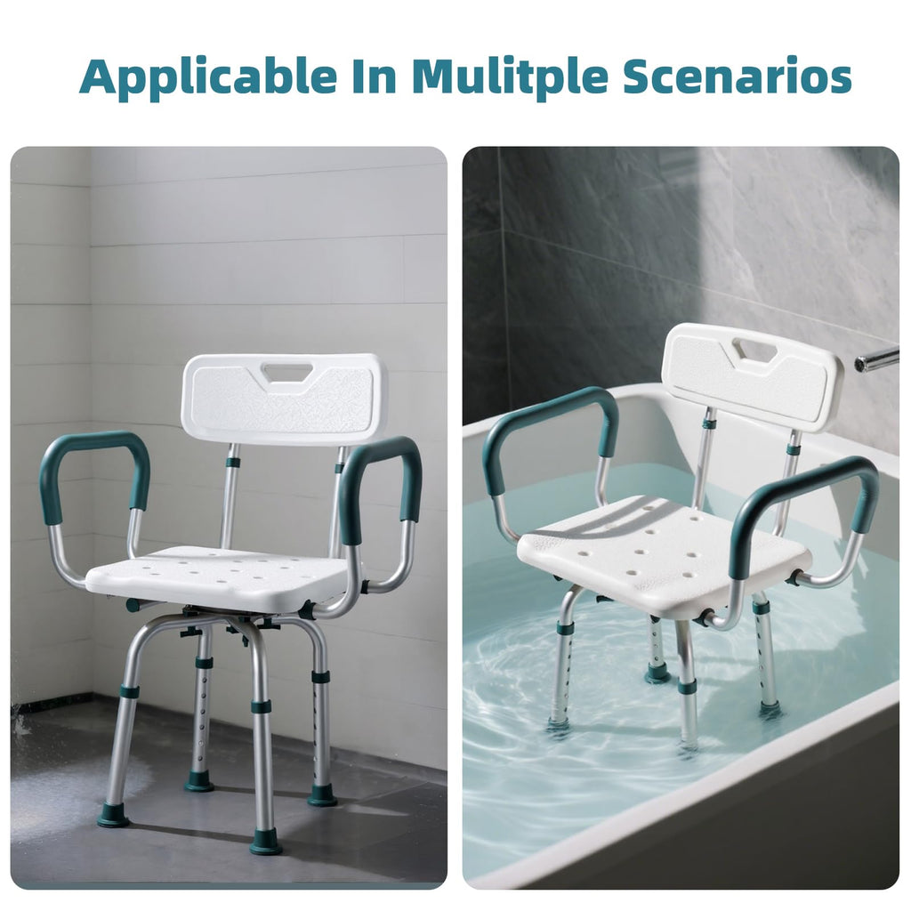 Heavy Duty Swivel Shower Chair with Arms and Back U397327