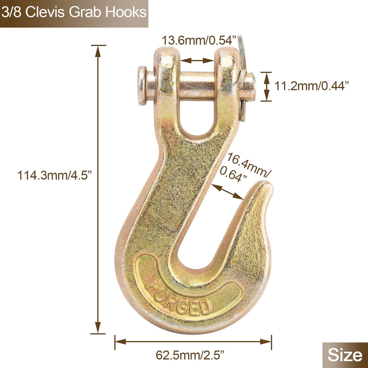 3/8" Grade 70 Clevis Grab Hook 10 Pack H49251