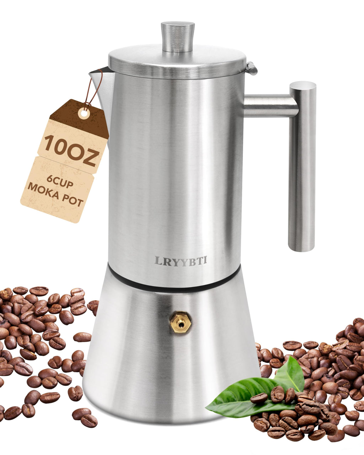 6 Cup Stainless Steel Stovetop Moka Pot L3849