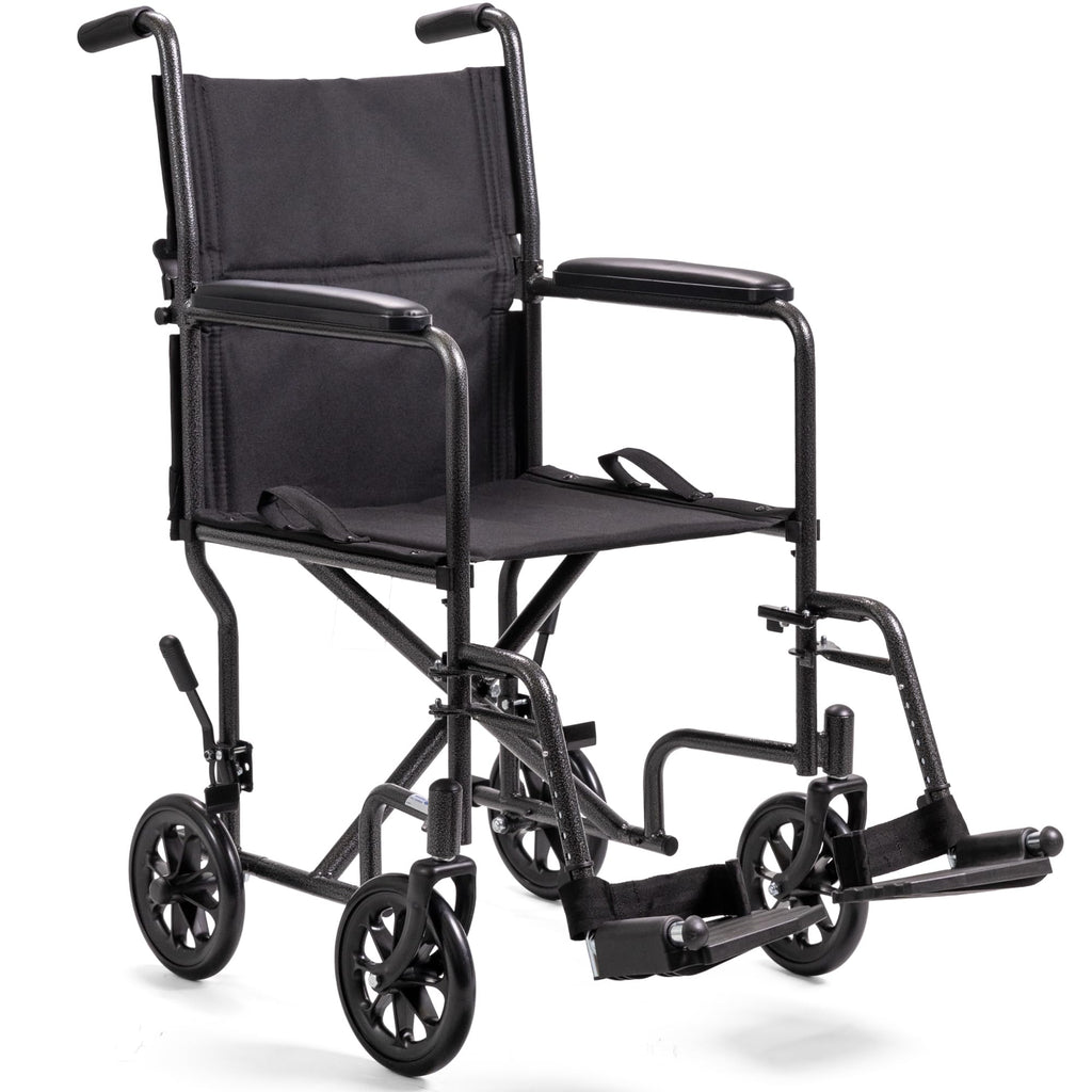 Compact Lightweight Steel Transport Wheelchair with 19in Seat E773