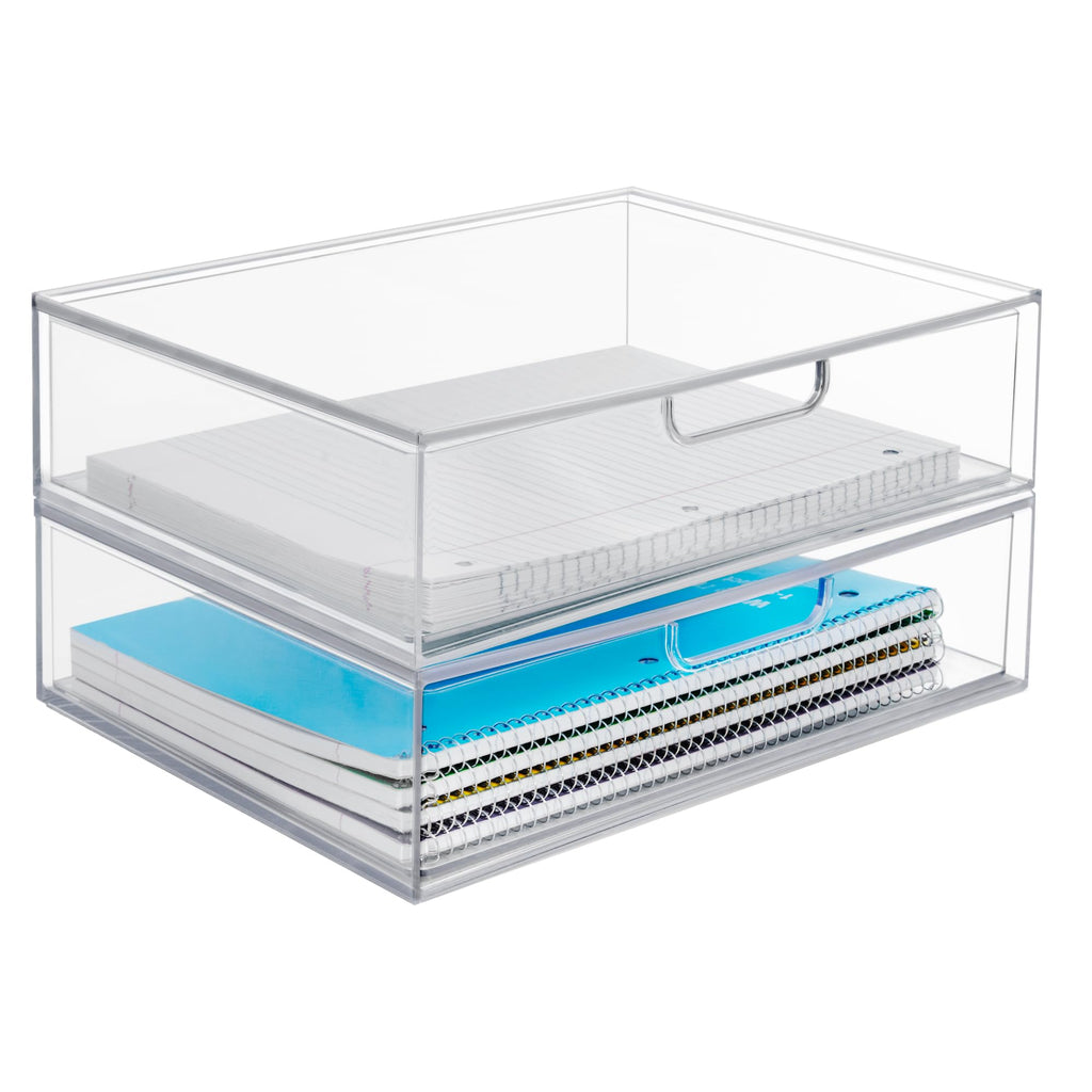 Clear Plastic Stackable Organizer Drawers Set of 2 N642503