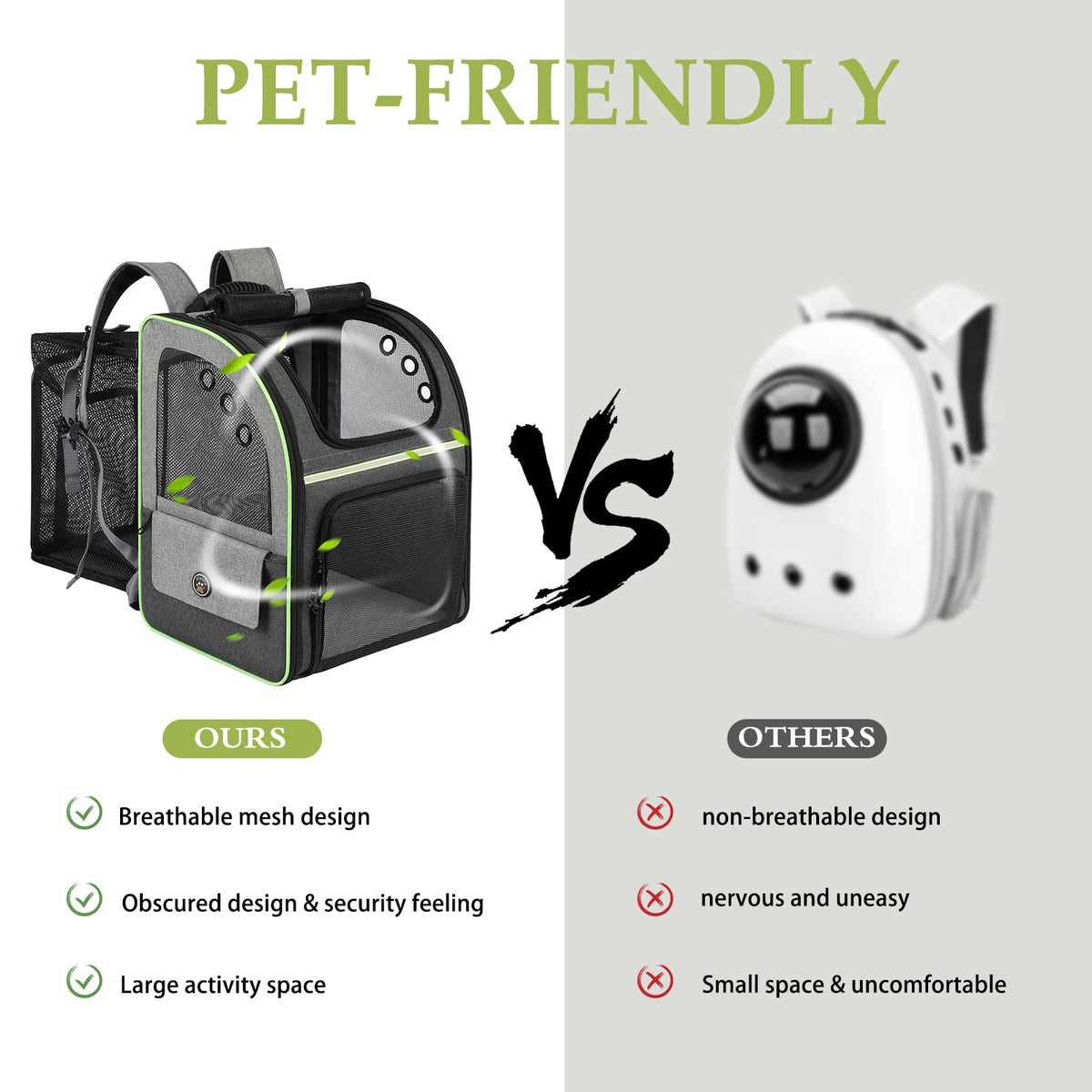 Large Soft Expandable Cat Carrier Backpack E634515