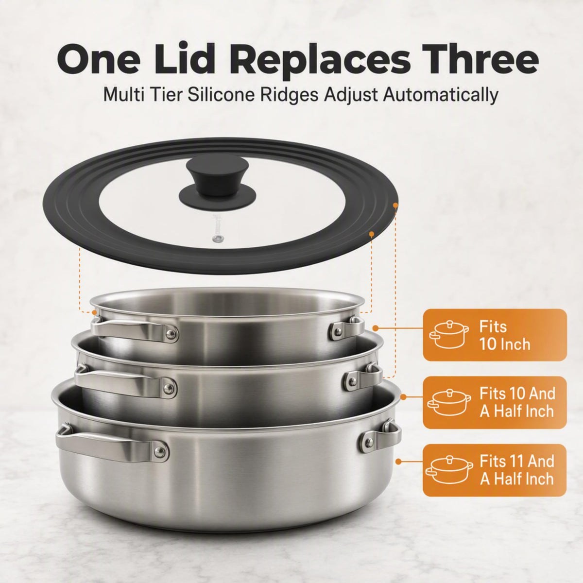 Universal Lid for Pots, Pans & Skillets 10"-11.5" Glass Lid K613949