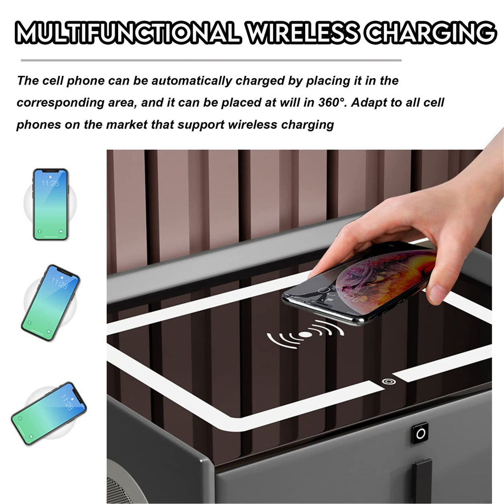 Gray Nightstands with Wireless Charging Station and USB Charging N8590