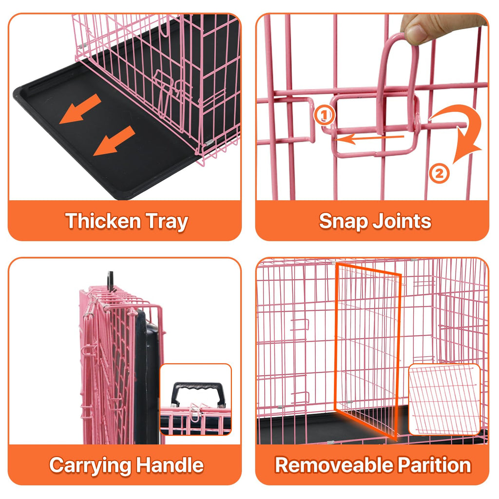 Folding Metal Dog Crate with Tray & Divider O8238