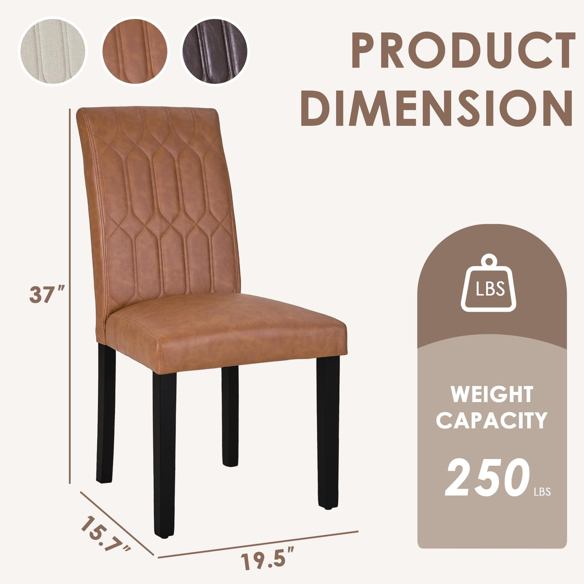 Upholstered Dining Chairs Set of 2 PU Leather Brown Z606