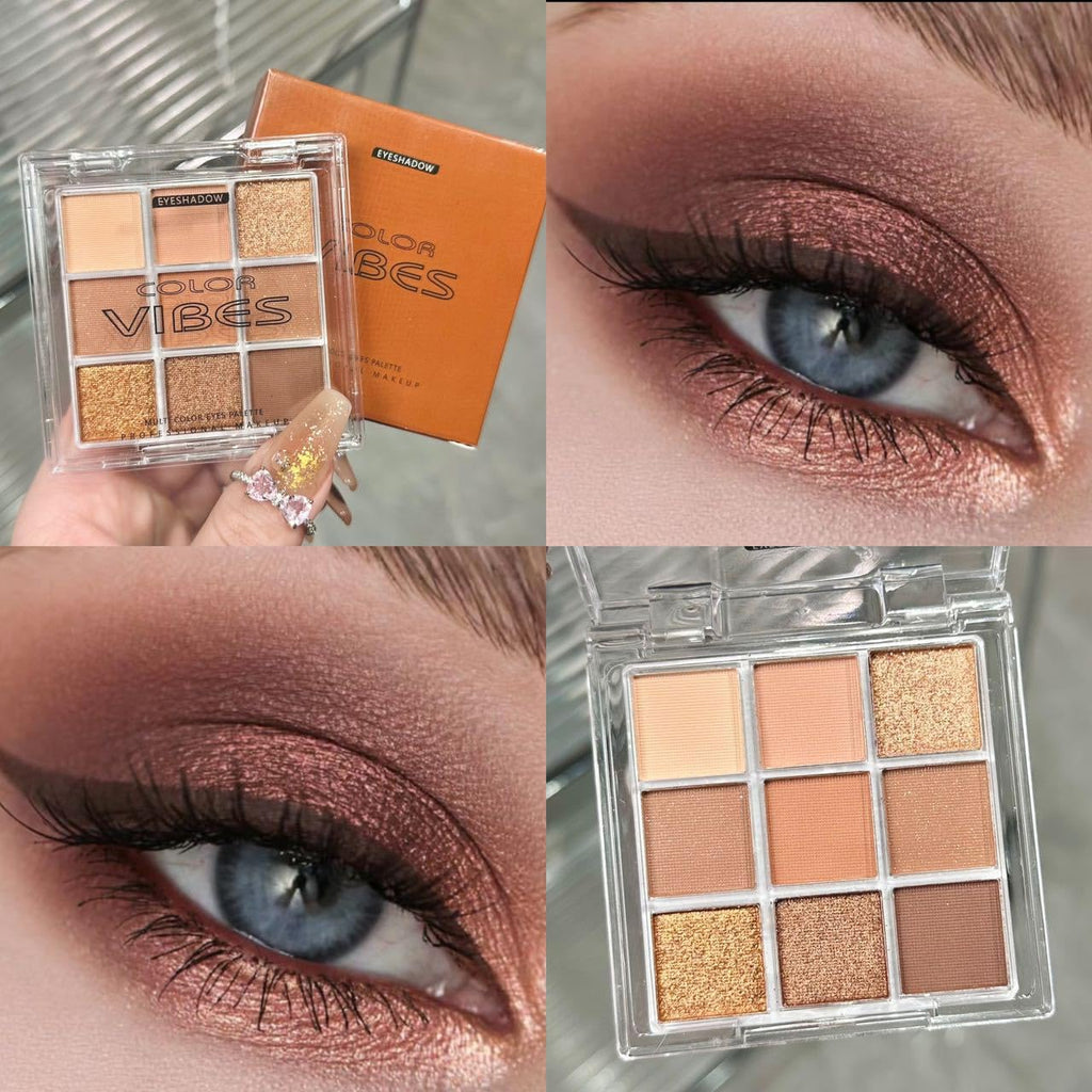 Golden Caramel 9 Warm Bronze & Nude Brown Eyeshadow Palette Matte & Metallic K629