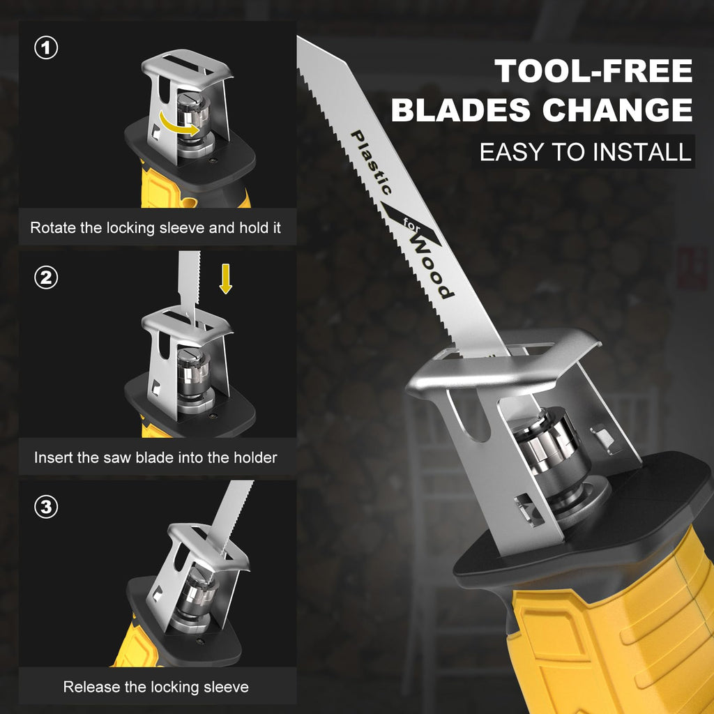 Cordless Reciprocating Saw 150W Variable Speed with 4 Saw Blades I10229