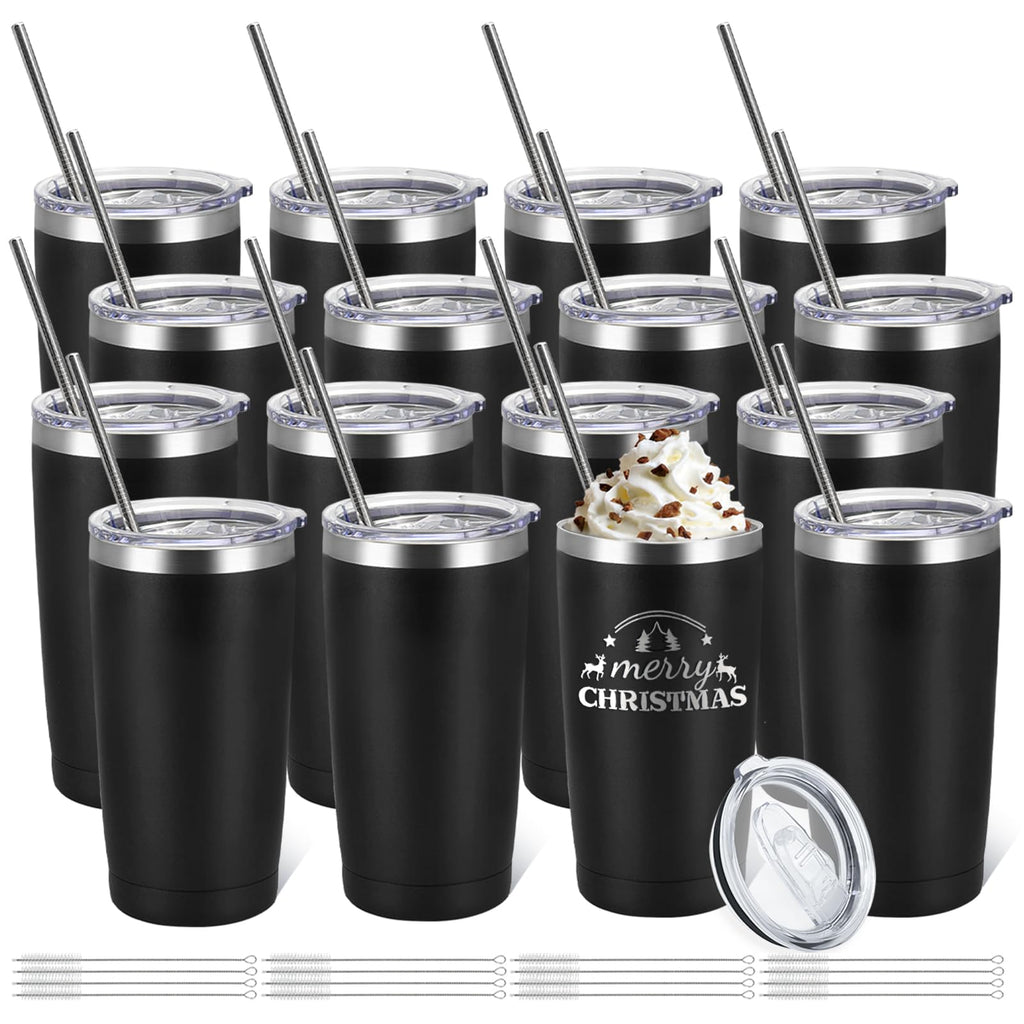 16 Pack Stainless Steel Insulated Tumbler 20oz Black Q41163