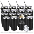 16 Pack Stainless Steel Insulated Tumbler 20oz Black Q41163