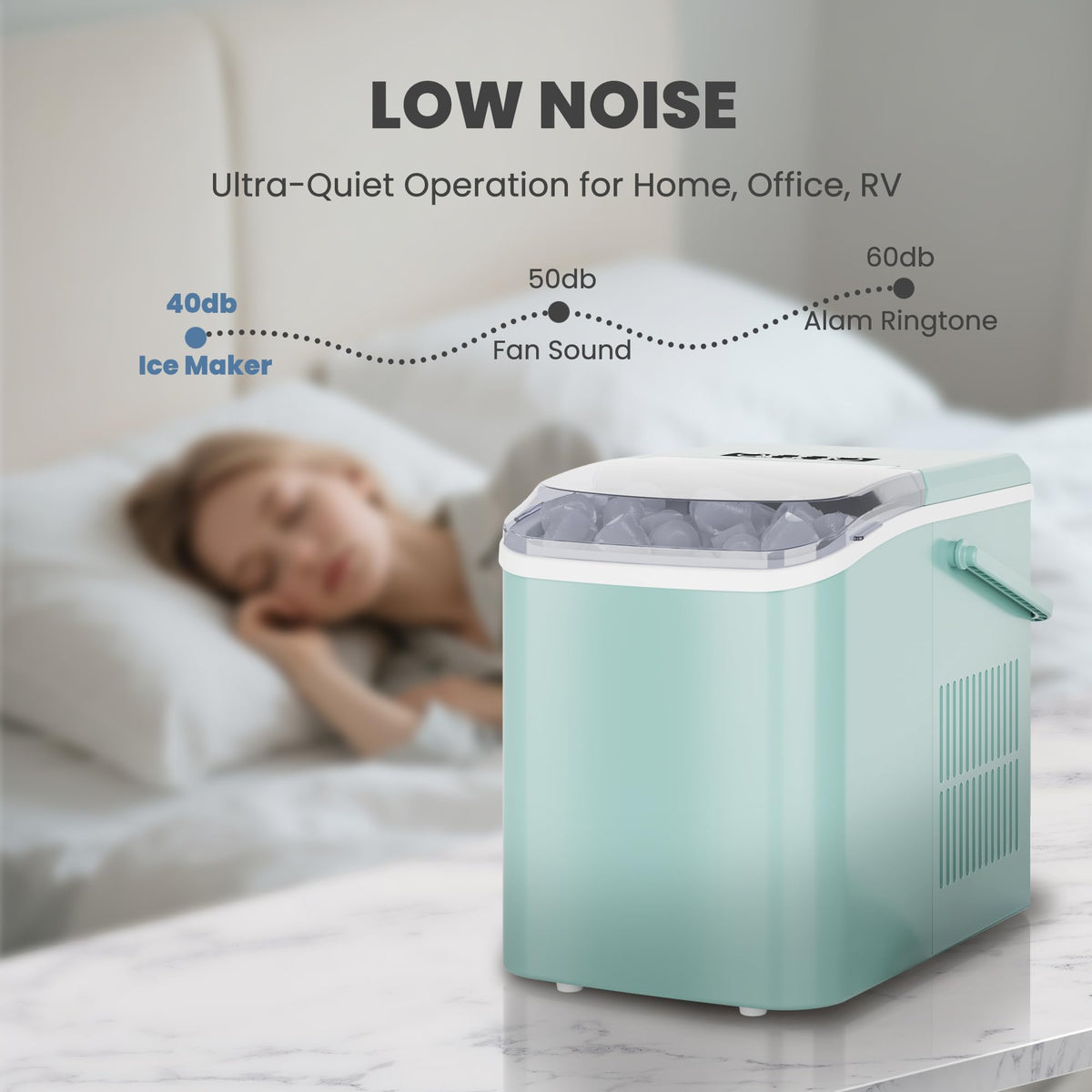 Green Portable Countertop Ice Maker I3950