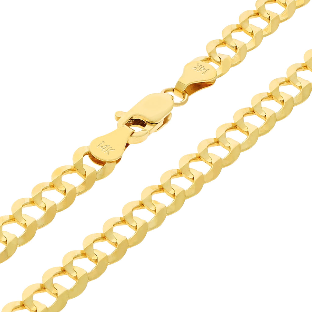14k Yellow Gold Cuban Curb Link Chain Necklace E2144