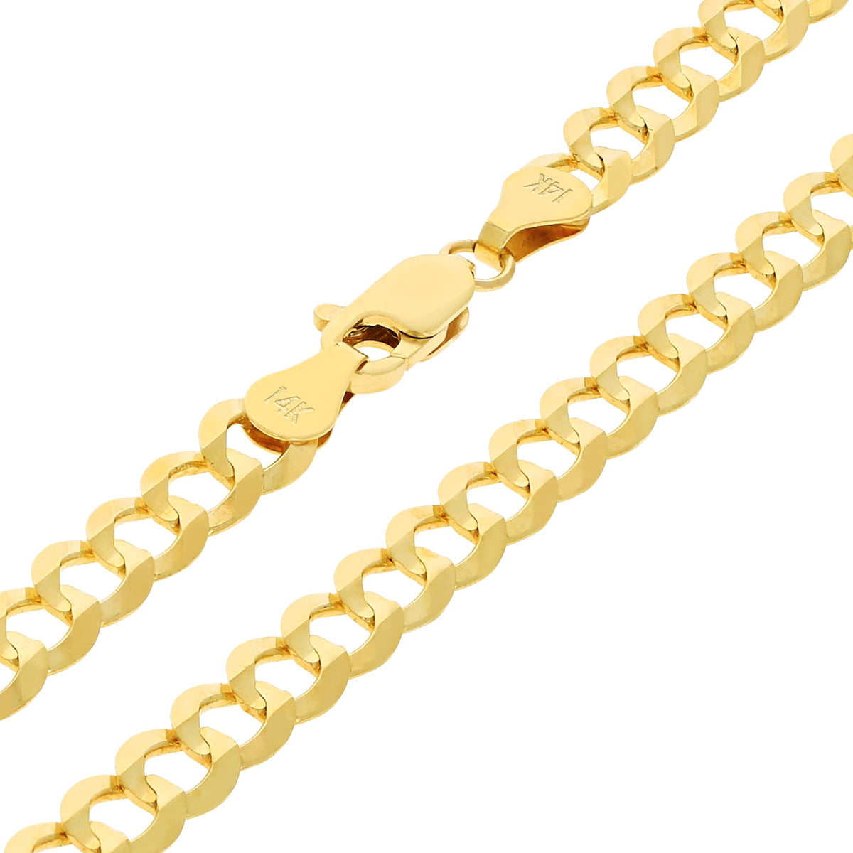 14k Yellow Gold Cuban Curb Link Chain Necklace E2144