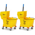 Yellow 35 Quart Mop Bucket on Wheels, 2-Pack I39437