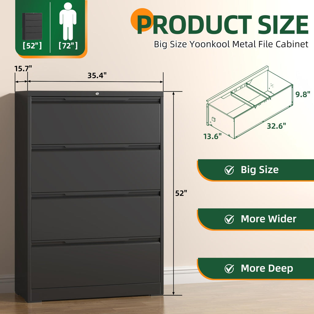 4 Drawer Metal File Cabinet with Lock D68587