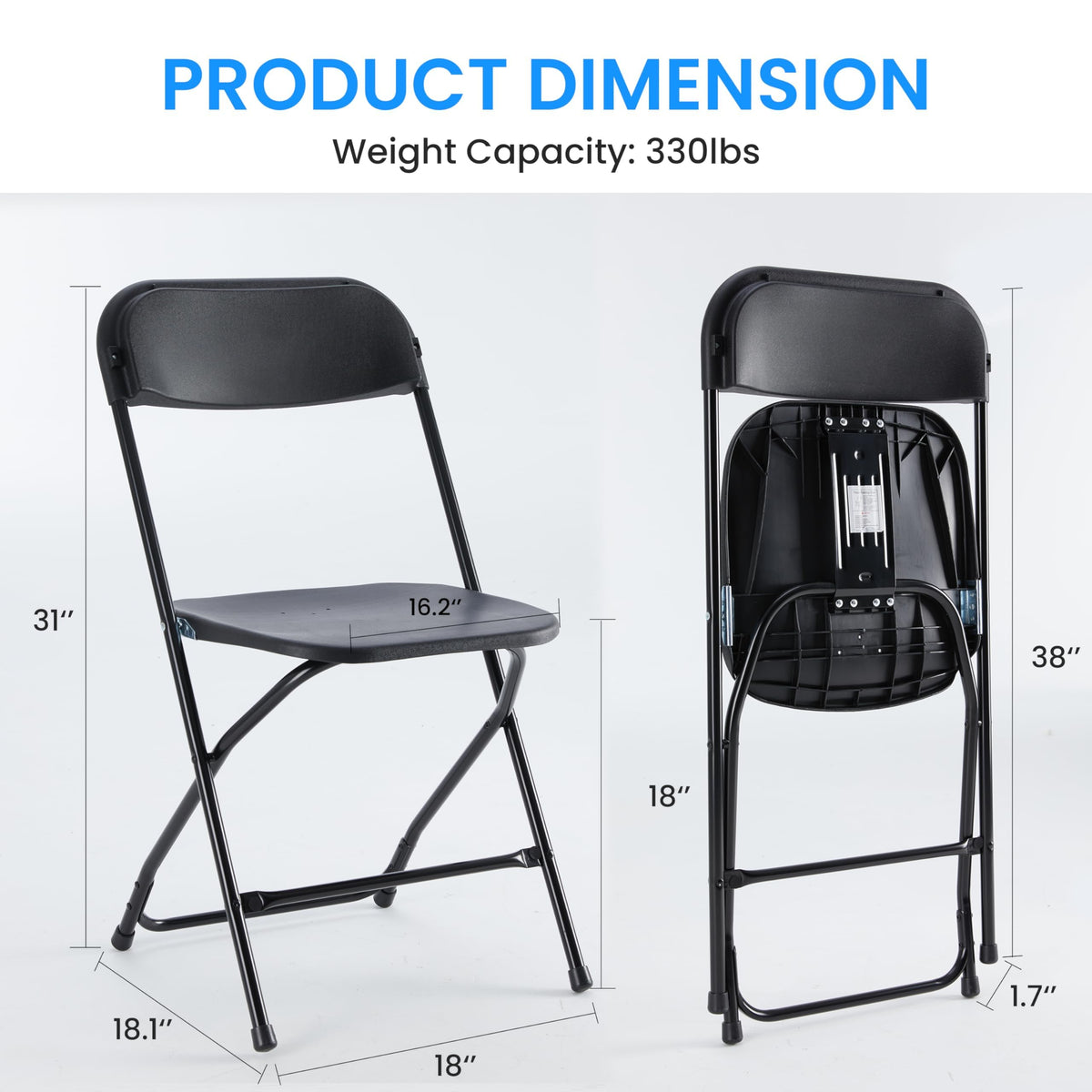 10 Pack Black Plastic Folding Chairs L194