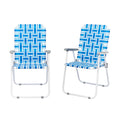 Set of 2 Blue & White Webbed Folding Chairs Y92618