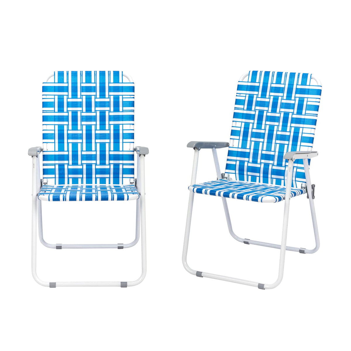 Set of 2 Blue & White Webbed Folding Chairs Y92618