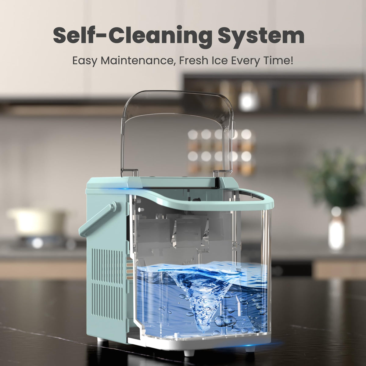 Green Portable Countertop Ice Maker I3950