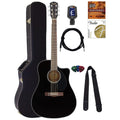Black Solid Top Dreadnought Acoustic-Electric Guitar with Hard Case P5685