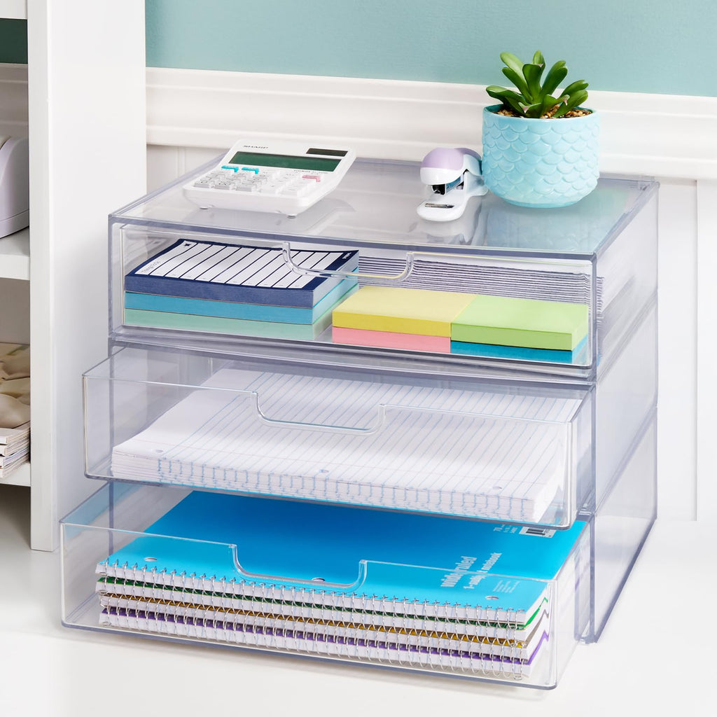 Clear Plastic Stackable Organizer Drawers Set of 2 N642503