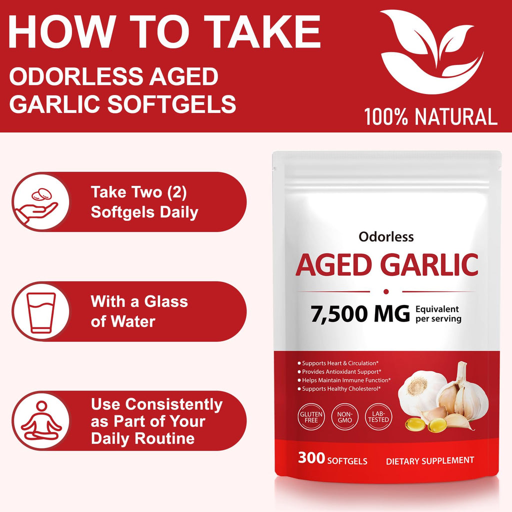 Odorless Garlic Softgels 7500mg 300 Softgels W128
