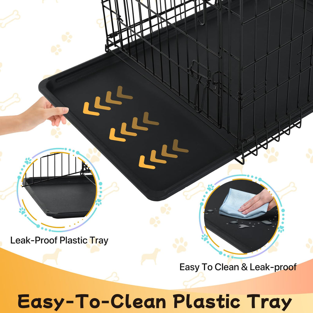 48 Inch Folding Metal Wire Dog Crate with Divider Panel & Removable Tray Y95225