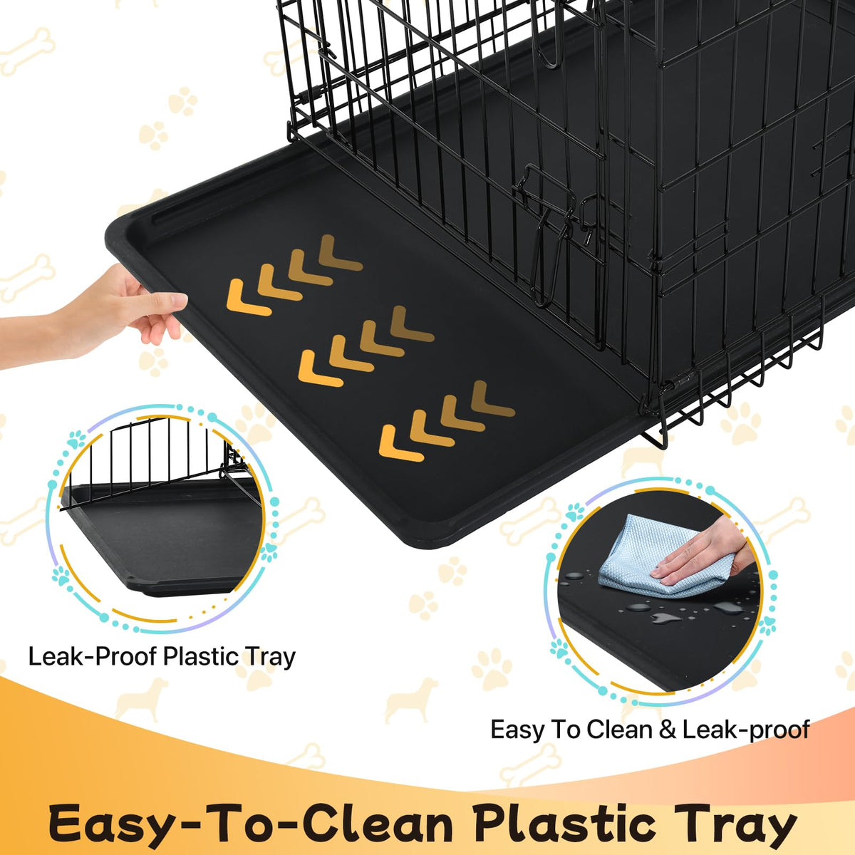 48 Inch Folding Metal Wire Dog Crate with Divider Panel & Removable Tray Y95225